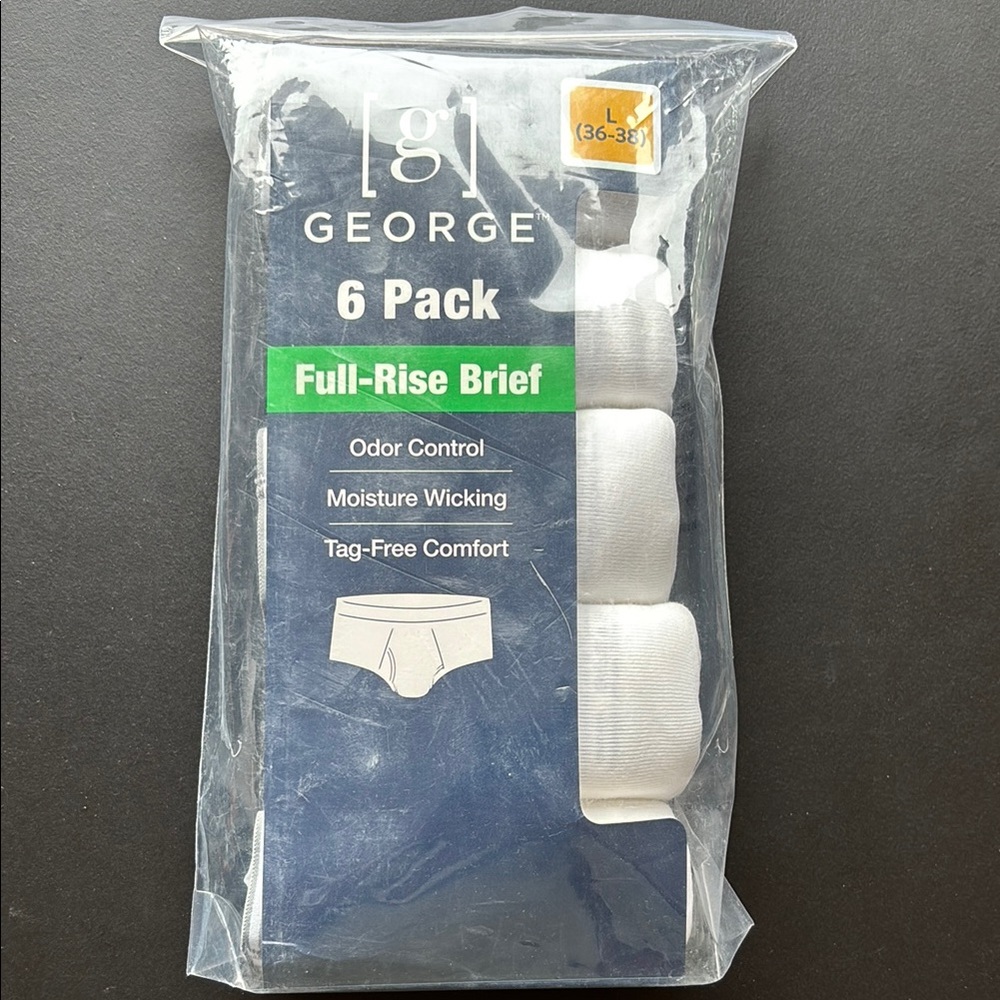 NWT 6 Pack 100% cotton Full Rise Brief Men Size L